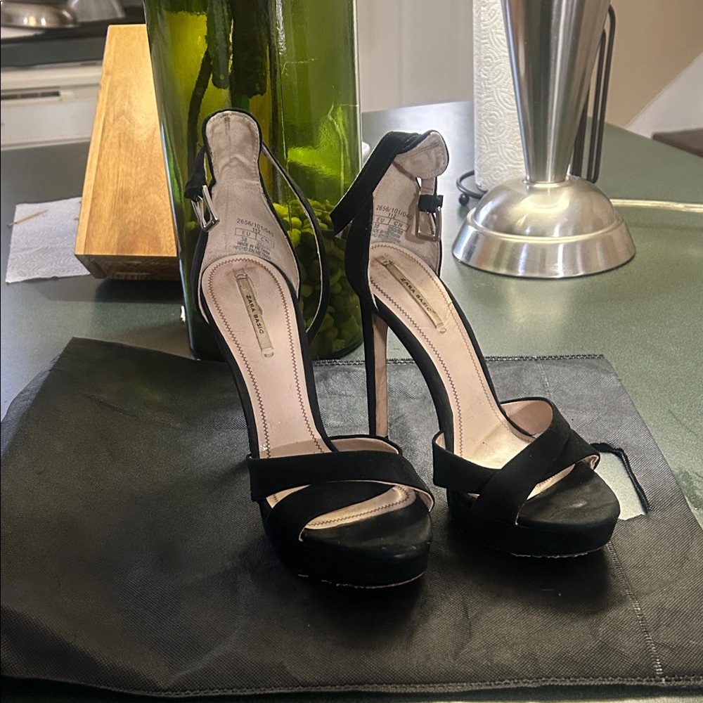 Zara Black Strappy Heels